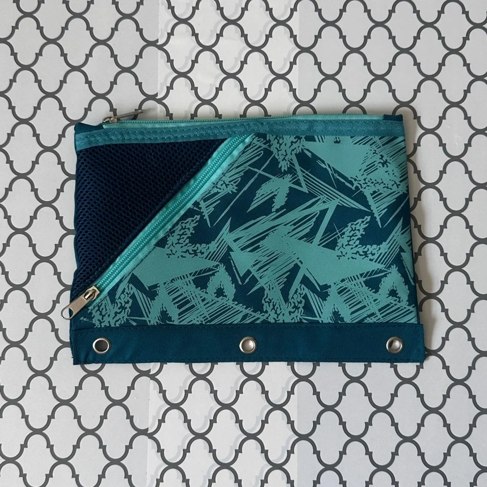 Teal and Green Zippered Pouch